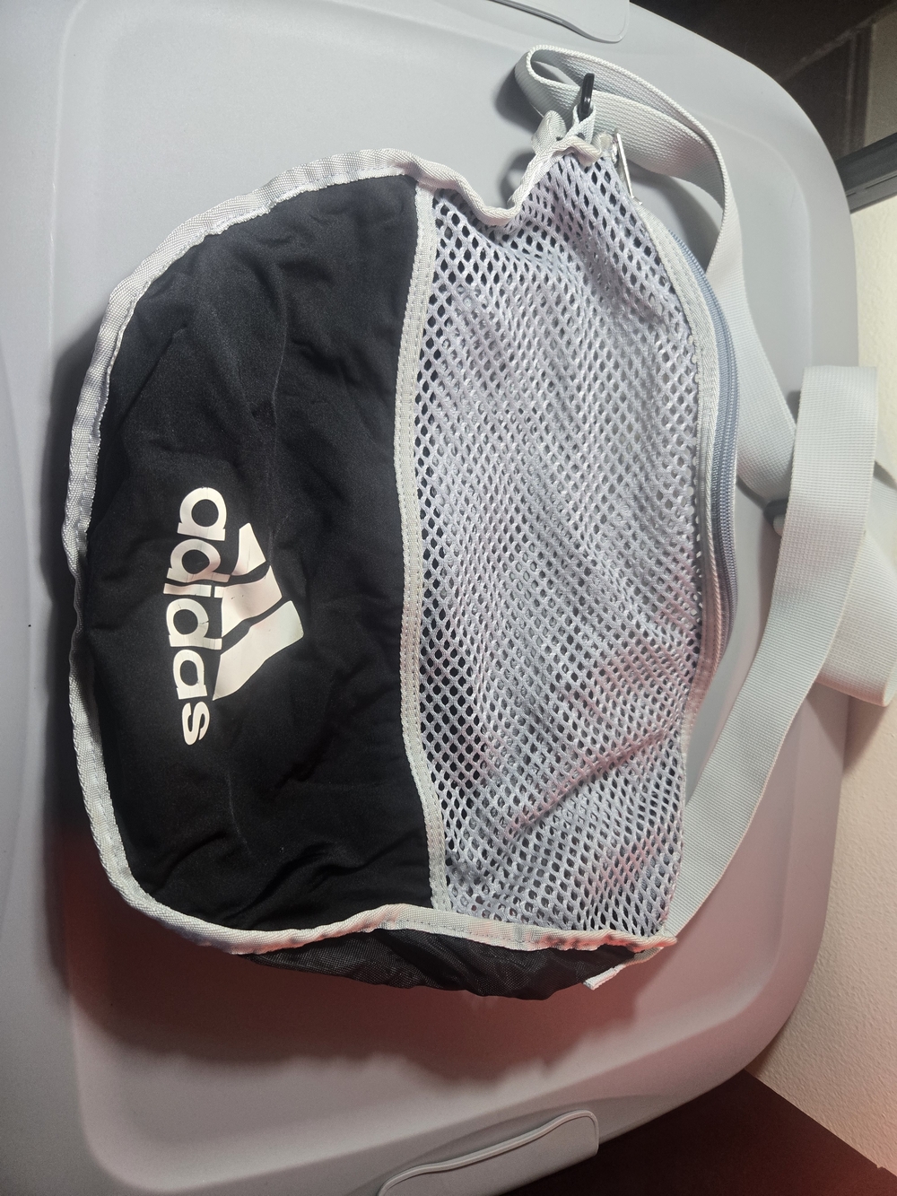 adidas Black and White Mesh Shoulder Sling Bag
